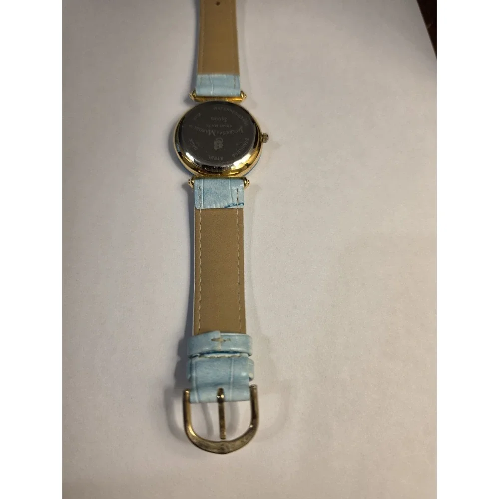 Jacques du Manoir 2409G Women's Blue Crystal Dial Gold Tone Quartz Watch Works